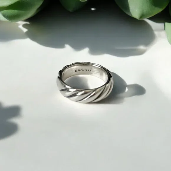 David Yurman 925 Sterling Silver 6mm Sculpted Cable Contour Ring Size 6US - Picture 2 of 2